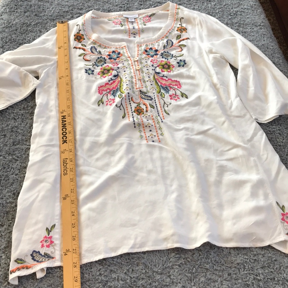 J. Jill White Embroidered Floral Cotton Tunic - Picture 4 of 8